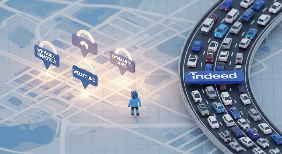 "We Work Remotely," "Wellfound," and "Dynamite Jobs."