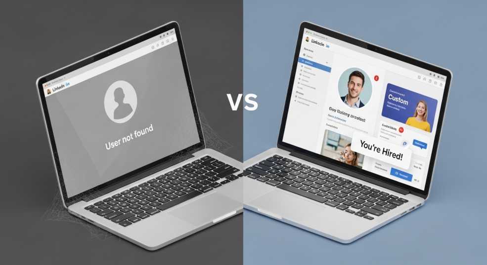 default grey LinkedIn banner and missing profile photo