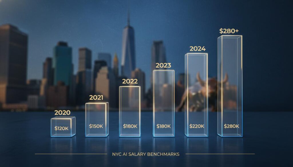Infographic representing the high salary potential for AI engineers in New York.
