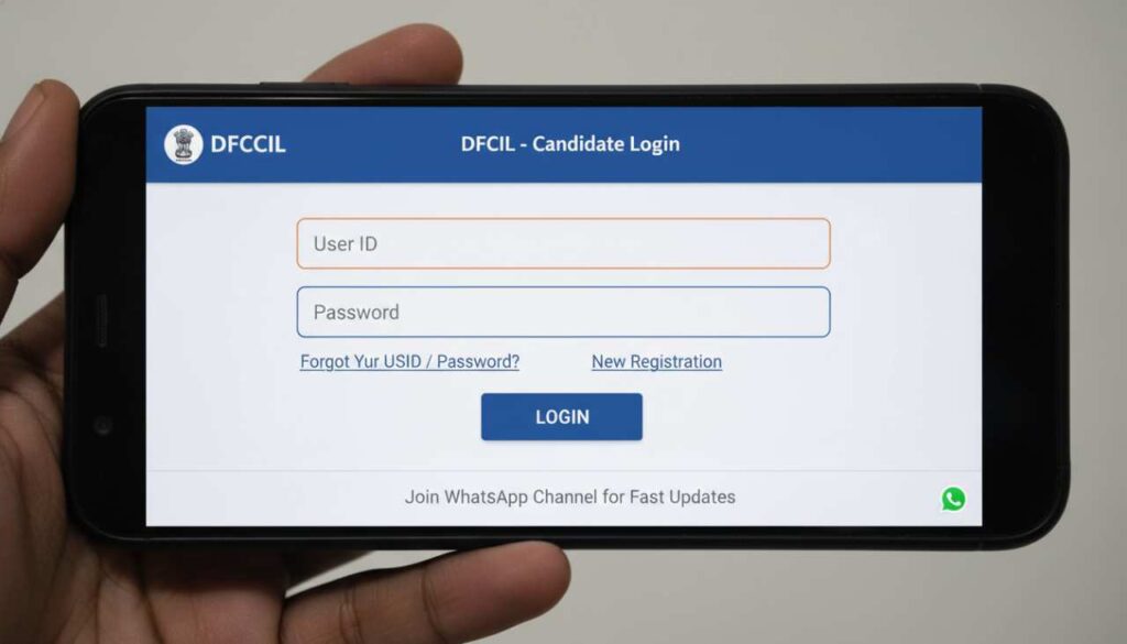 DFCCIL Login Page for Admit Card